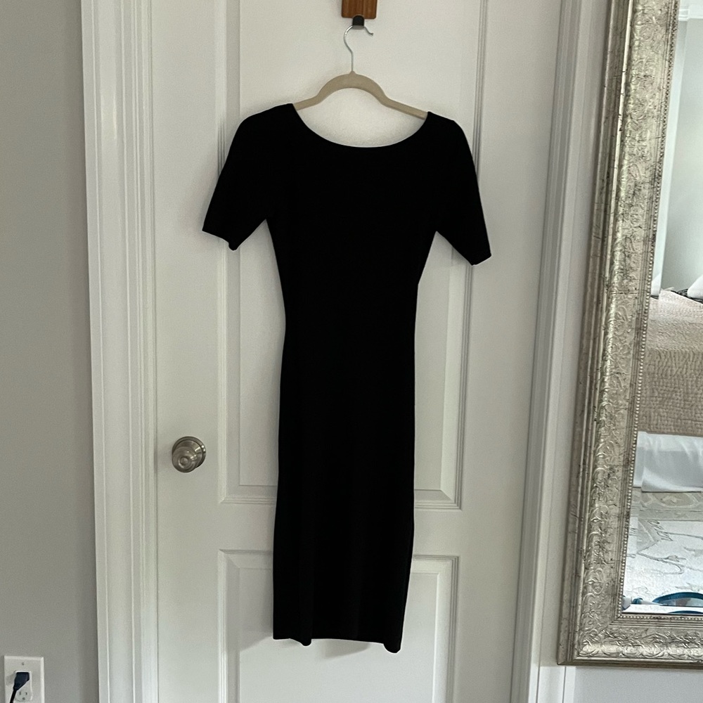 Theory bodycon sweater dress with stylish open back